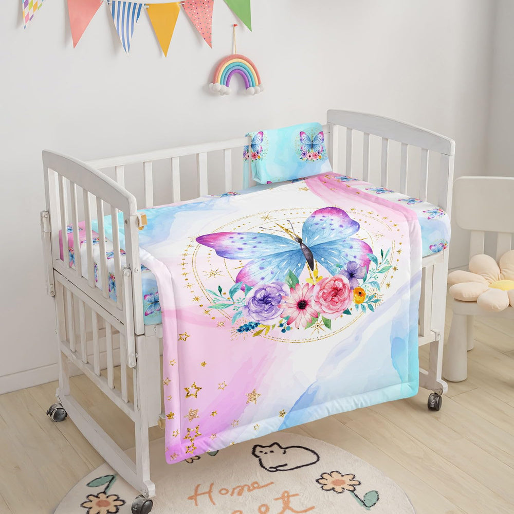 Datura Home fitted sheet with butterfly print for snug, breathable mattress fit.