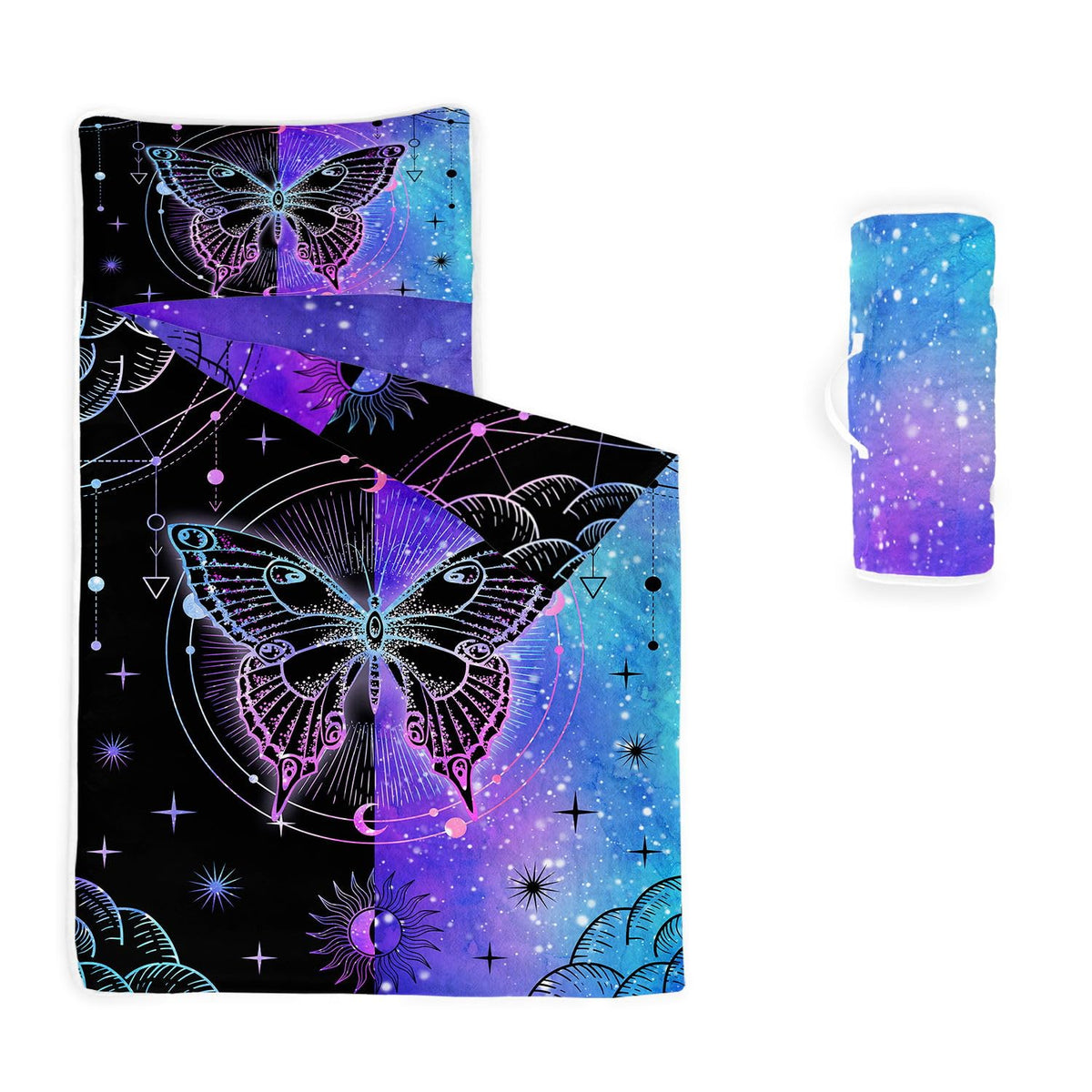 Datura Home Nap Mat butterfly folded for easy transport in daycare and sleepovers.