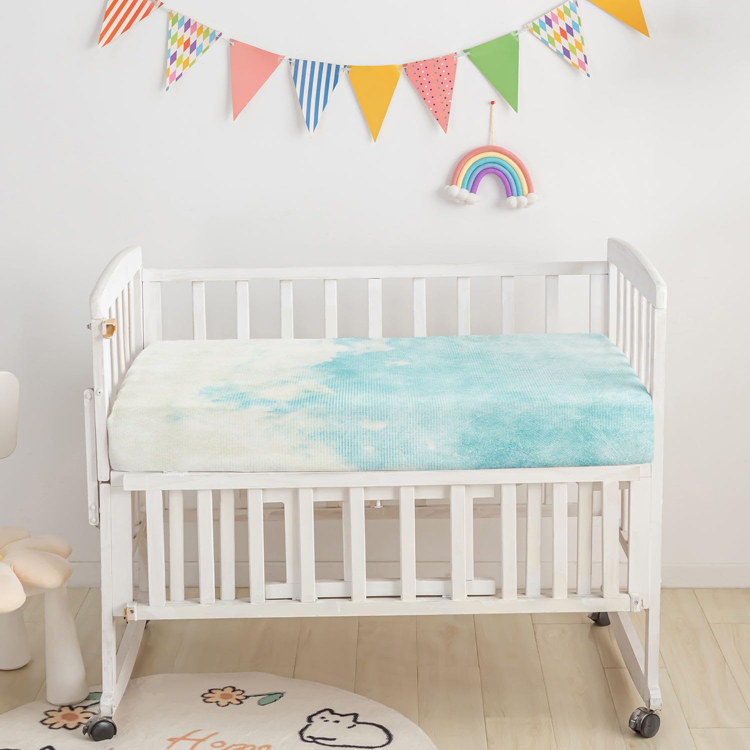 Datura home Turtle2 crib skirt adds tidy finish and snug coverage