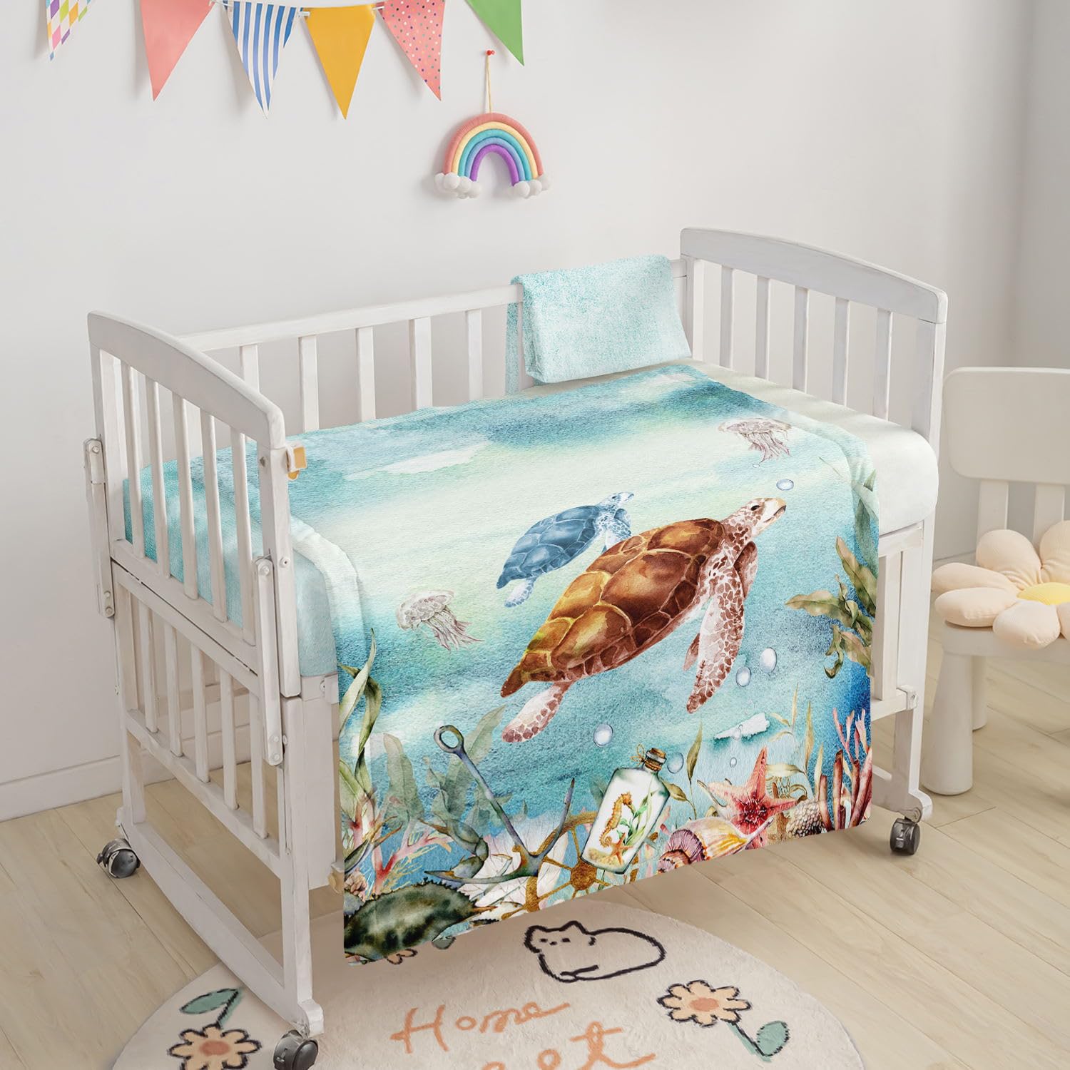 Datura home Turtle2 fitted sheet for crib bedding keeps baby sleeping cool and clean