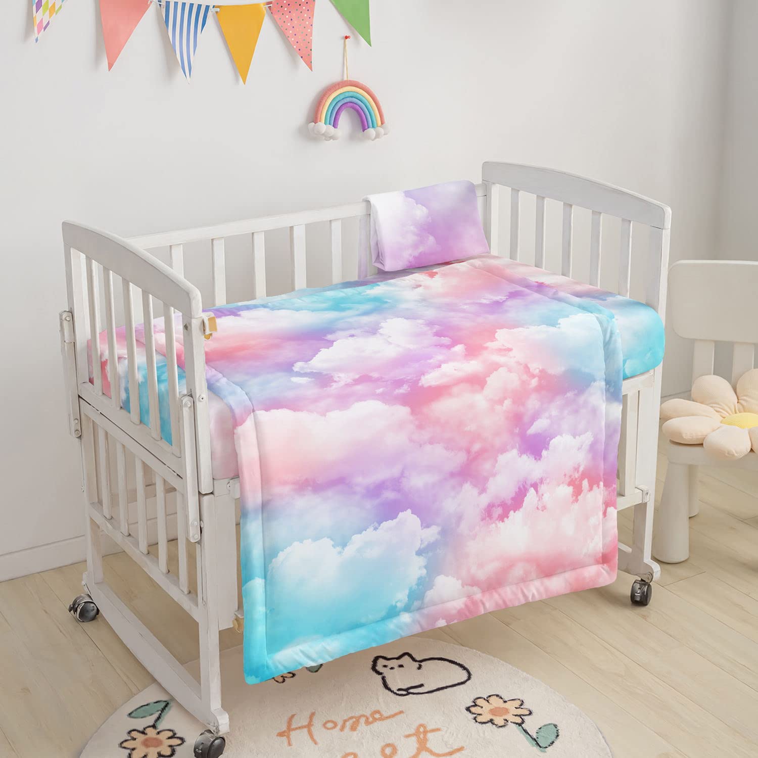 Datura Home watercolor butterfly fitted sheet offers snug, breathable protection