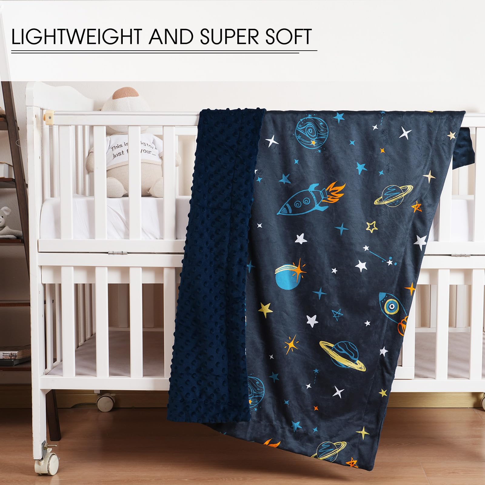 David's Kids Minky blanket dinosaur pattern inspires play while keeping baby snug.