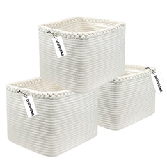 DAVIHOMI 3Pack rope basket with rectangular bottom for stable storage of toys.