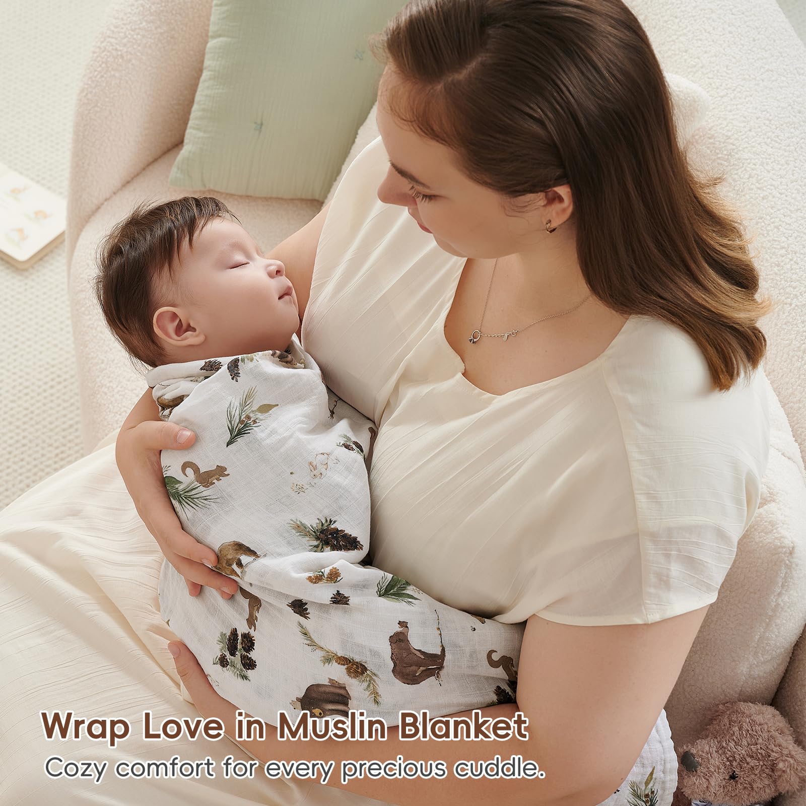 David's Kids 47x47 inch muslin blanket provides ample wrap space for growing babies