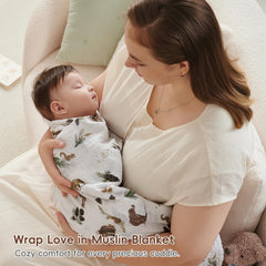 David's Kids 47x47 inch muslin blanket provides ample wrap space for growing babies