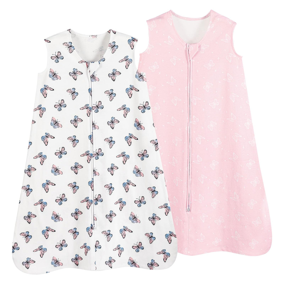 David's Kids butterfly pattern sleep sack close-up shows soft organic cotton for baby skin