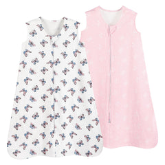 David's Kids butterfly sleep sack close-up shows ultra-soft organic cotton for baby skin comfort.
