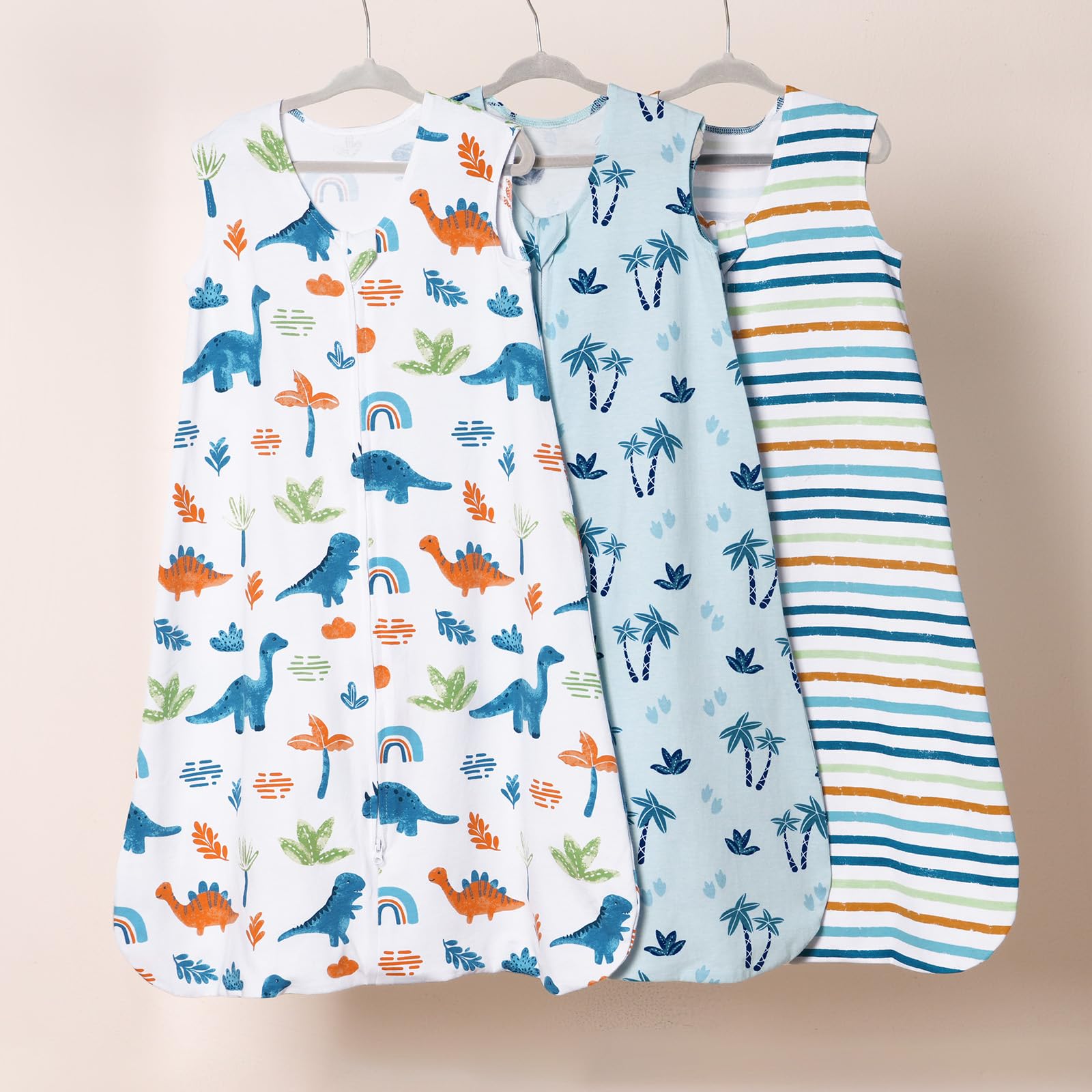 David's Kids dinosaur sleep sack OEKO-TEX certified for safe baby apparel.