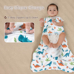 David's Kids dinosaur sleep sack roomy leg space supports natural movement.