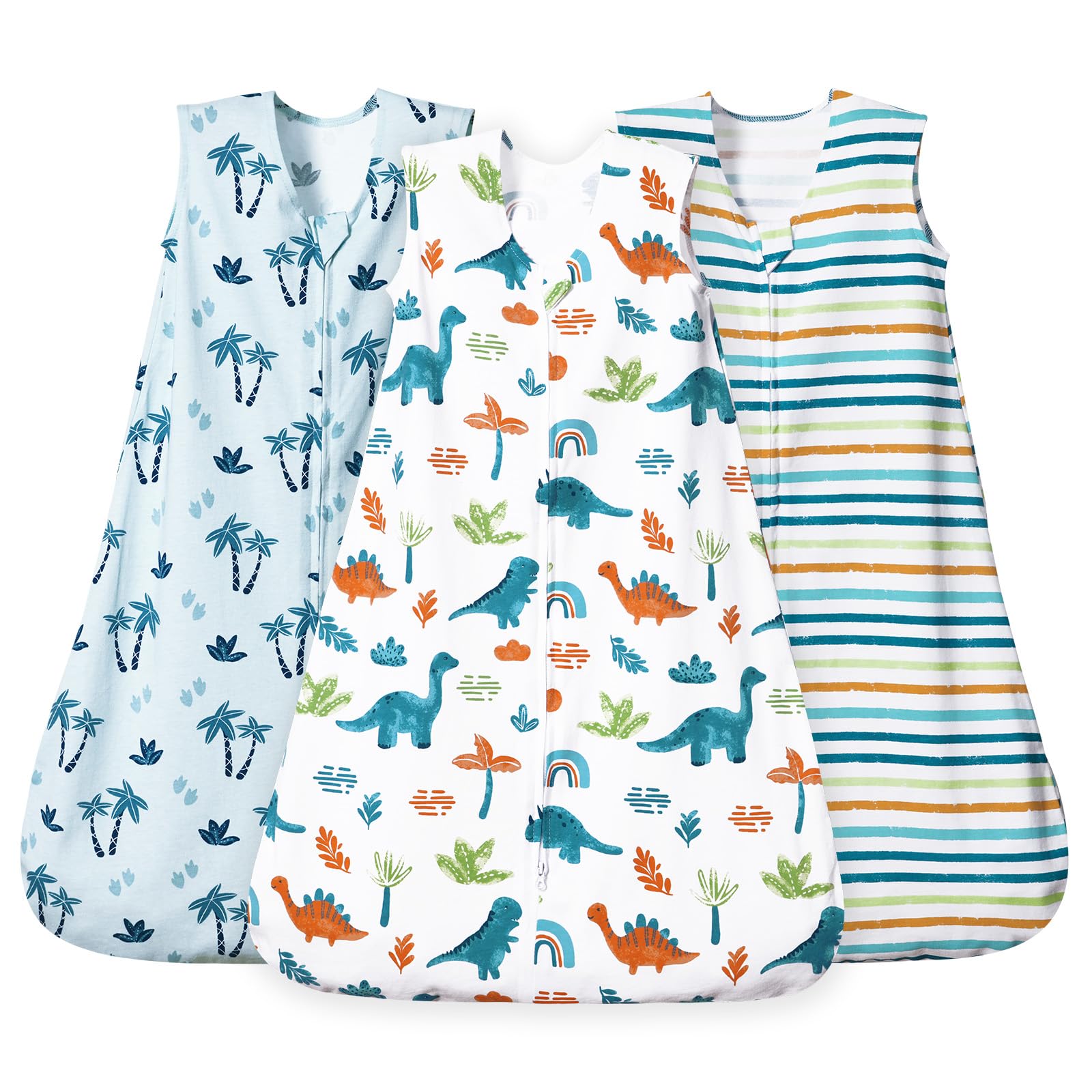 david's kids dinosaur sleep sack close-up of soft cotton fabric for gentle baby skin
