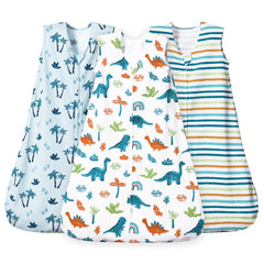 david's kids dinosaur sleep sack close-up of soft cotton fabric for gentle baby skin