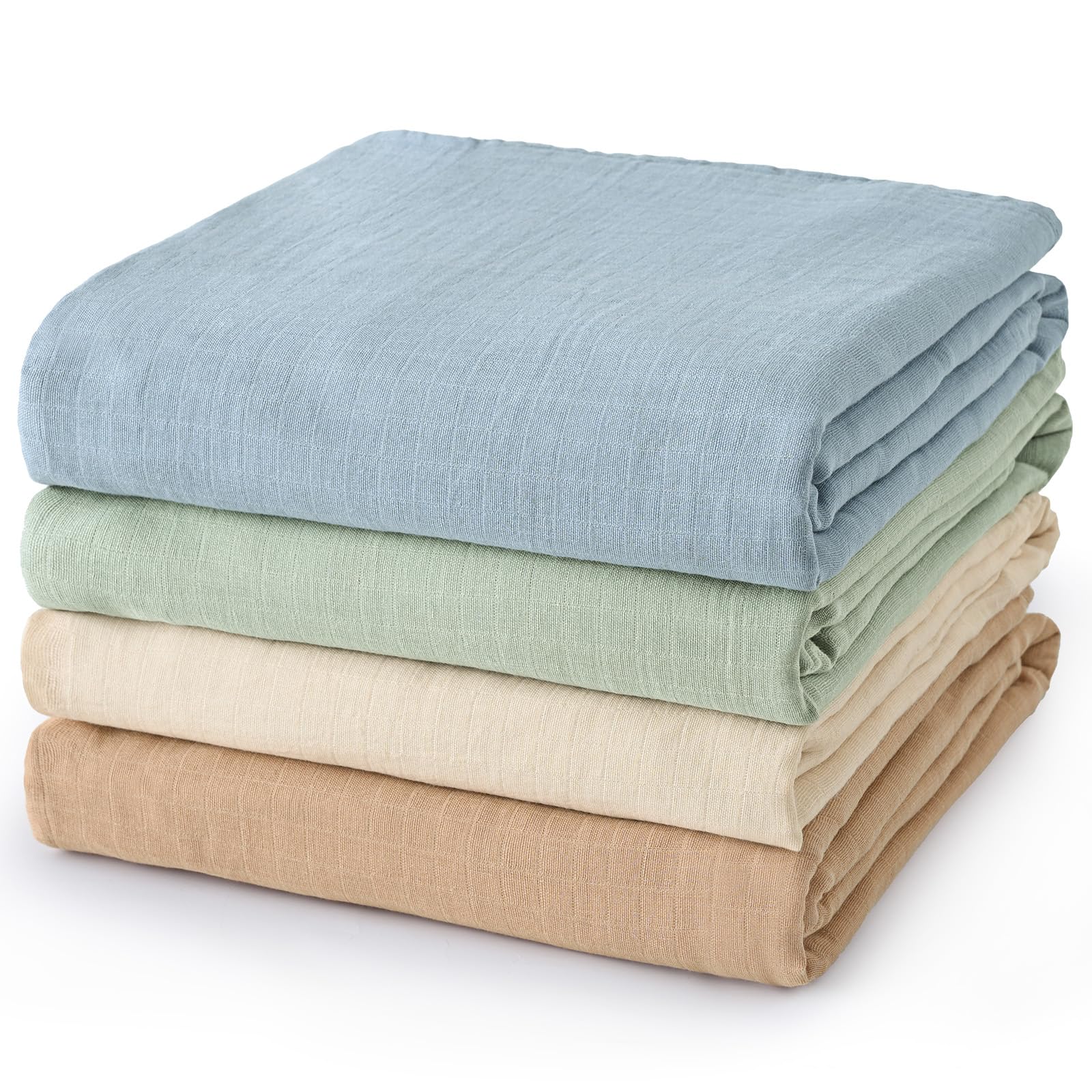 David's Kids muslin blanket in dusty blue and sage; soft swaddling for newborn comfort.
