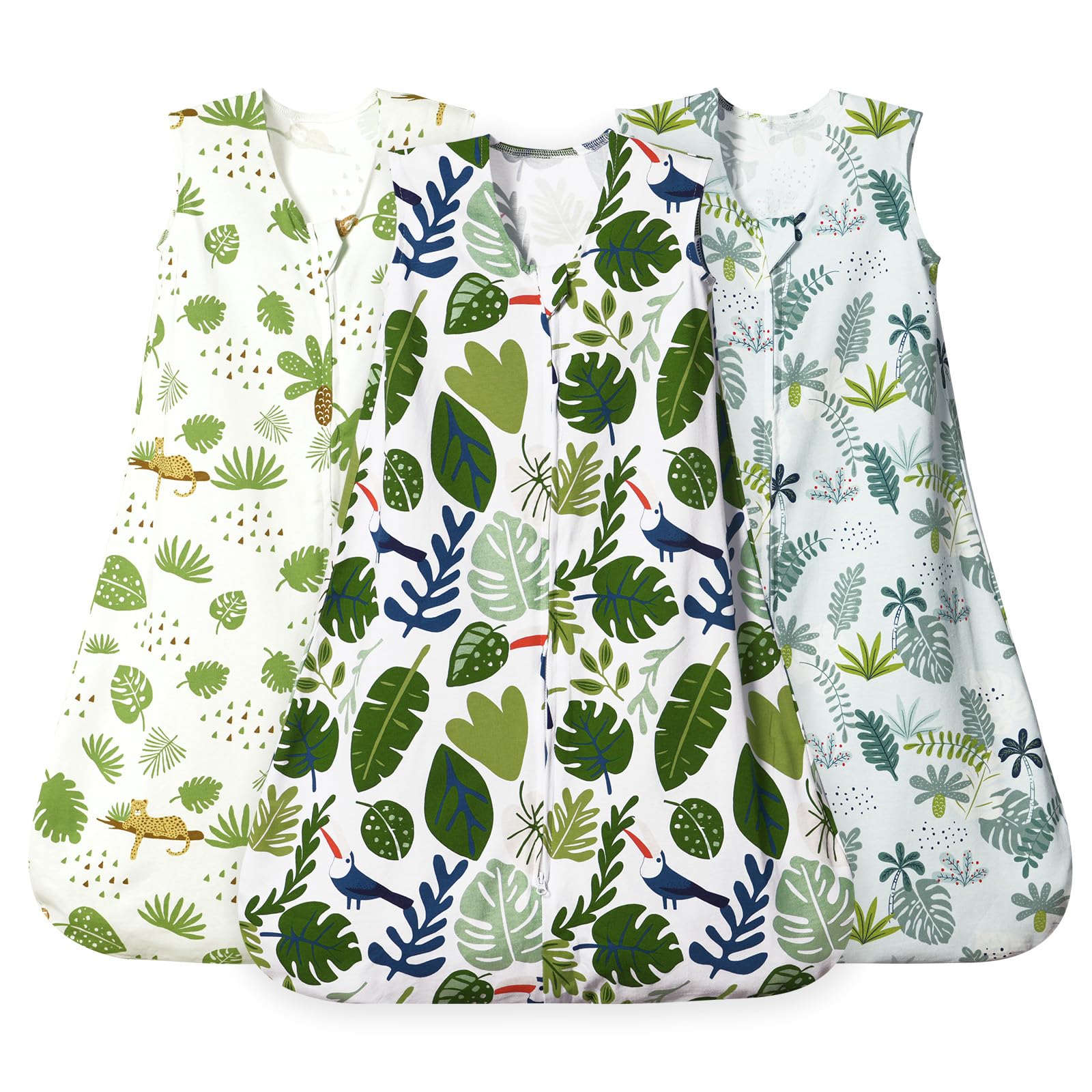 david's kids leaf sleep sack front view highlights soft breathable cotton.