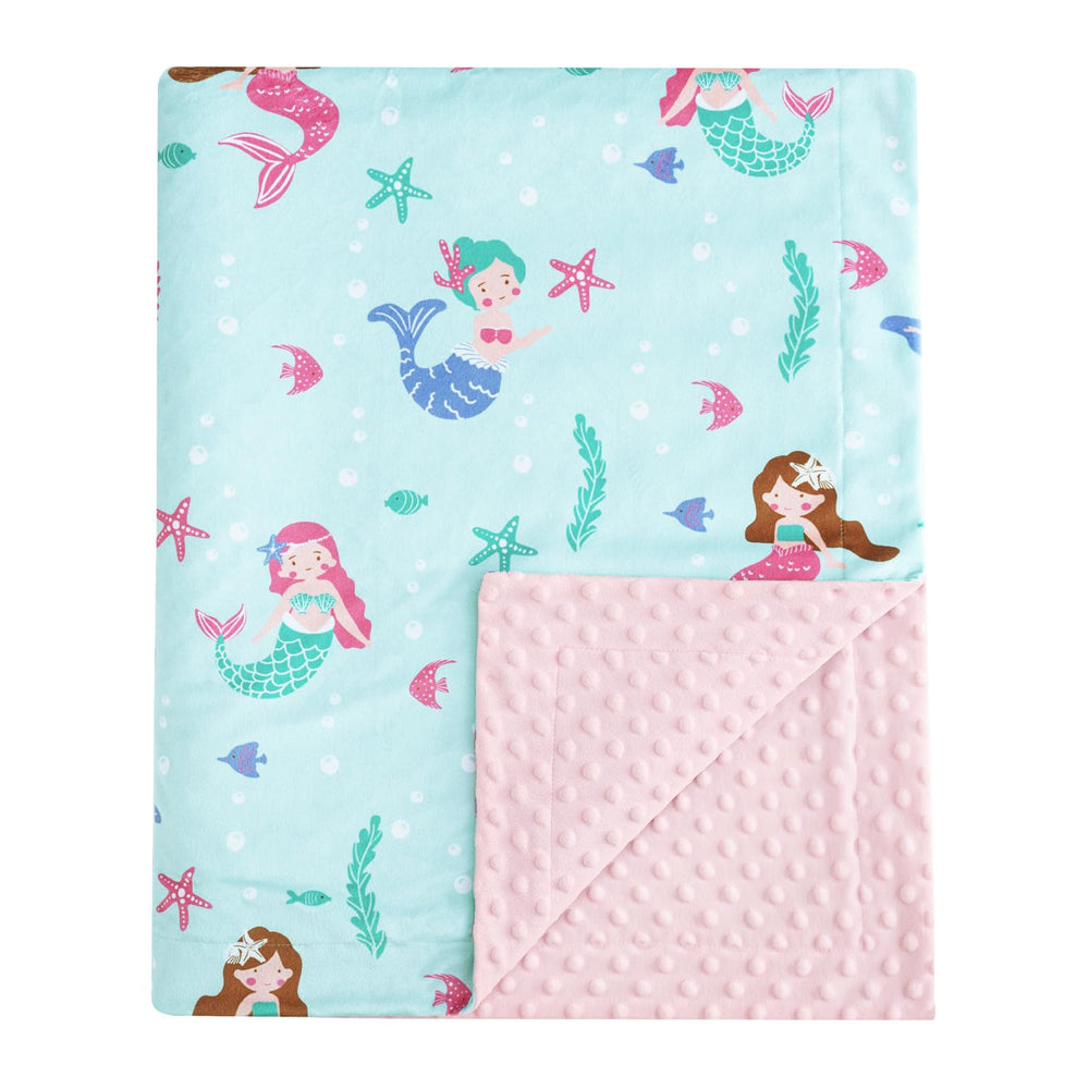 David's Kids Mermaid Minky blanket front pattern for cozy snuggles