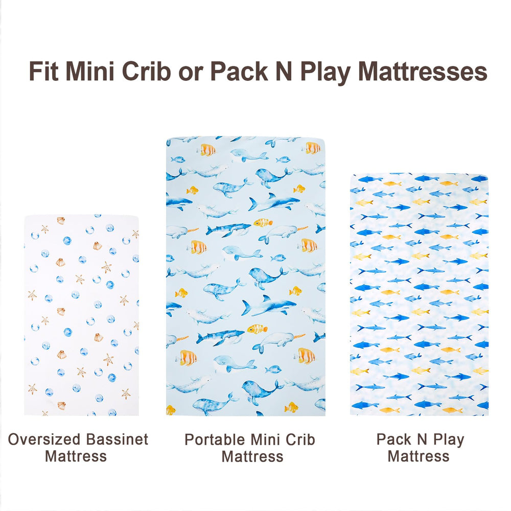 David's Kids mini crib sheets designed to fit most pack and play mattresses securely.