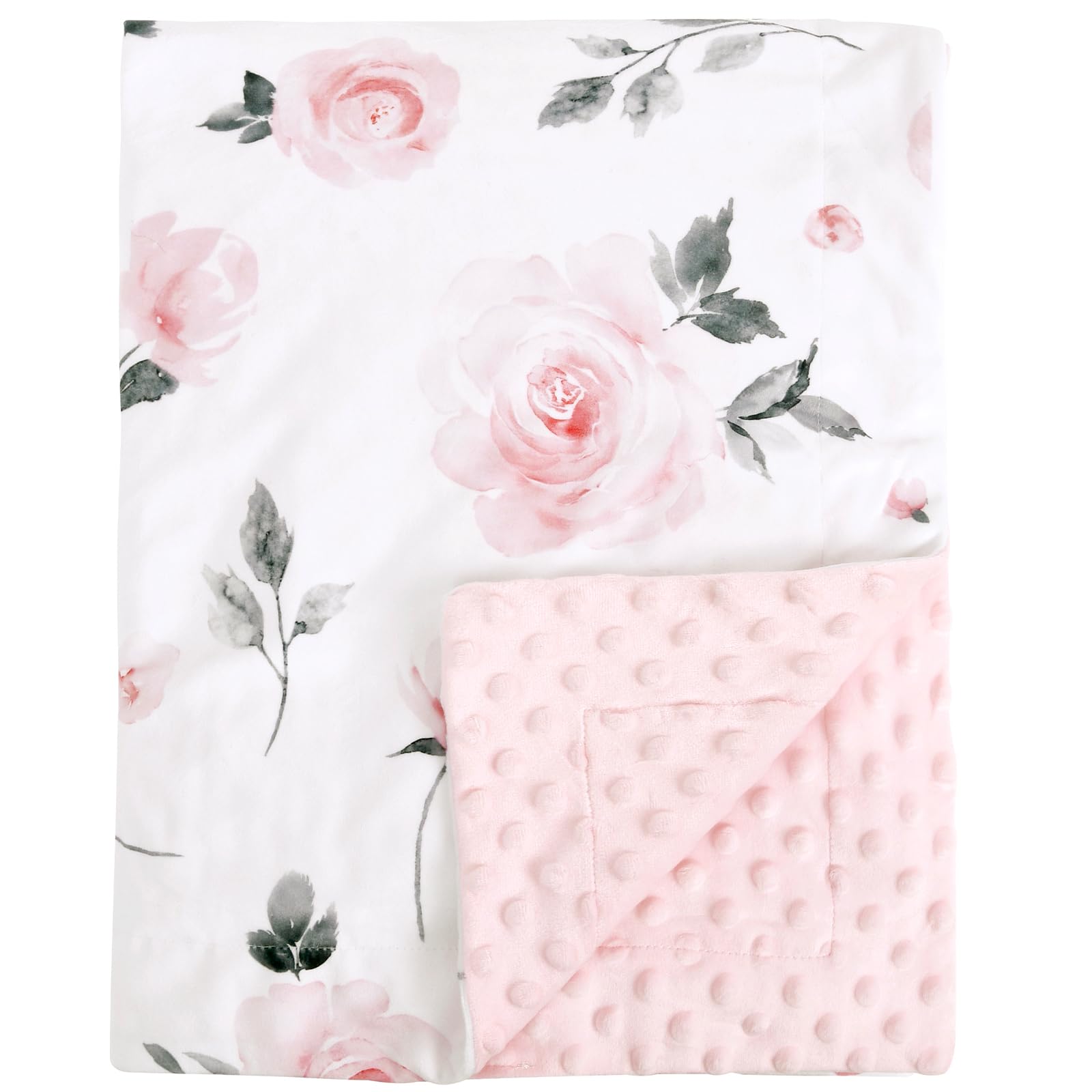 David's Kids Minky blanket with floral pattern offers cozy warmth for baby naps.