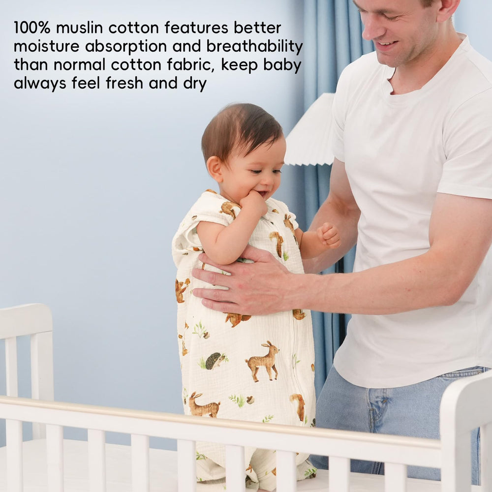 Durable machine-washable David's Kids muslin sleep sack withstands daily use