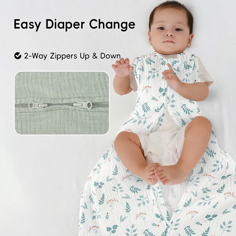 David's Kids sleep sack forest zipper protection, protects baby's skin during zipping