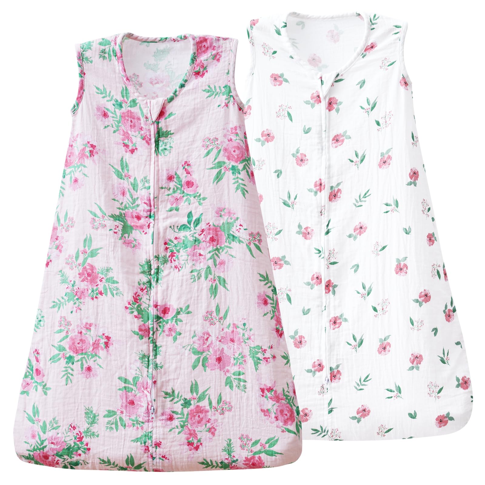 David's Kids muslin sleep sack front view highlighting breathable 100% cotton fabric.