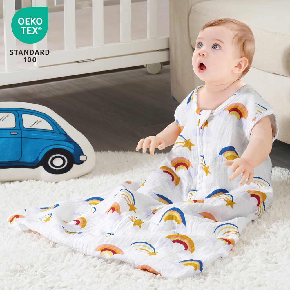 David's Kids sleep sack shows roomy legroom for natural kicking.