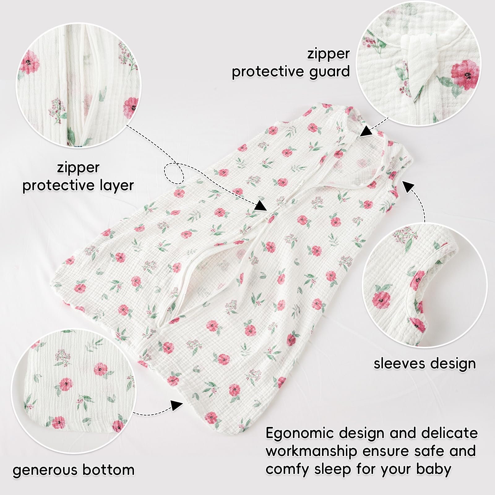 david's kids sleeveless muslin sleep sack design for arm mobility