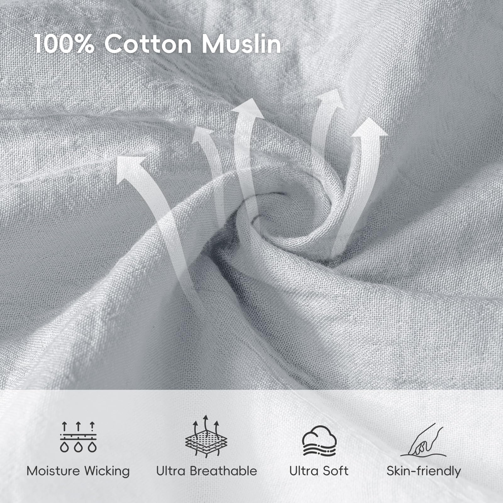 Close-up of David's Kids muslin texture for softness and moisture control