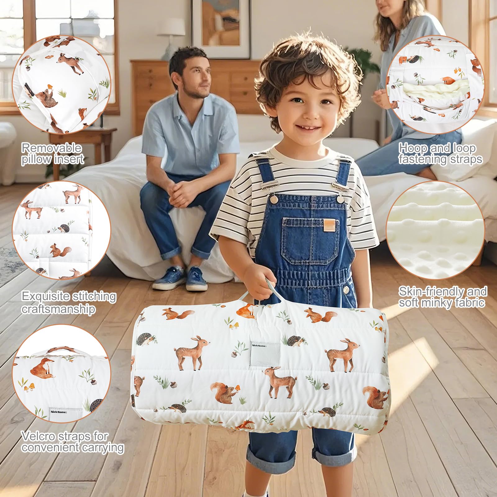 David's Kids nap mat soft minky fleece lining offers cozy naps.