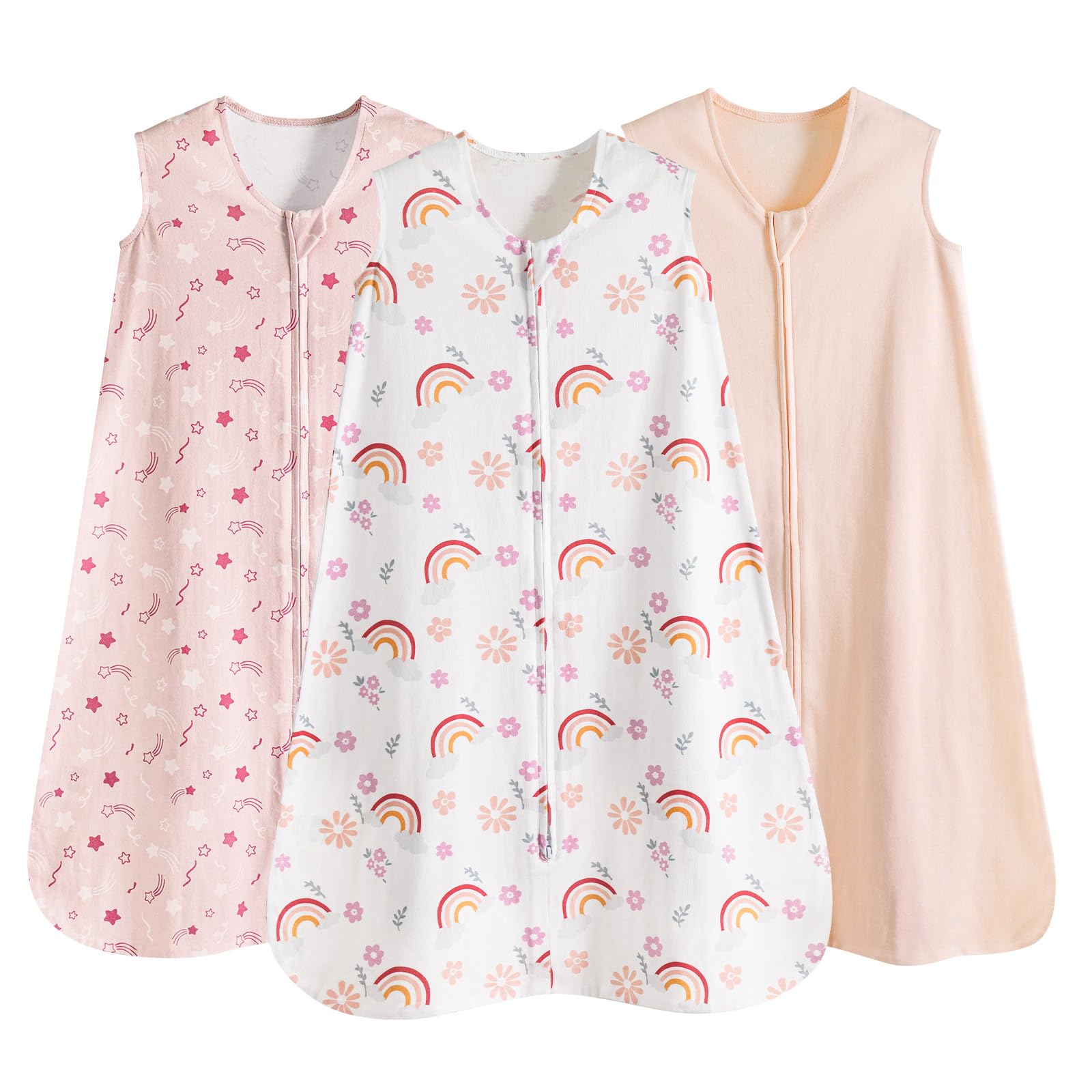 David's Kids pink floral sleep sack front view, a cozy wearable blanket for infants