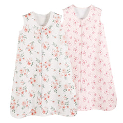 David's Kids pink floral sleep sack front view featuring ultra-soft organic cotton.
