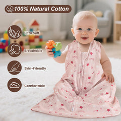 David's Kids roomy sleep sack shows extra leg room and sleeveless design