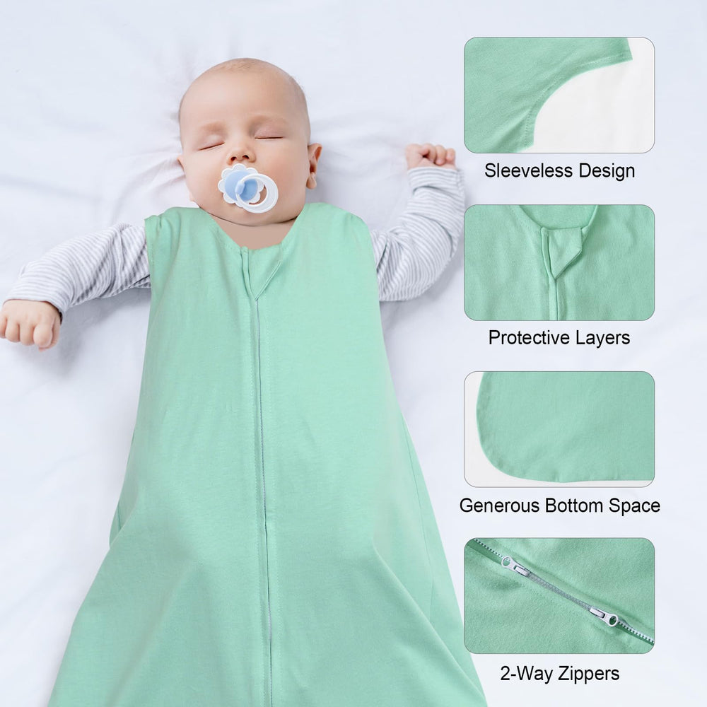 David's Kids sleep sack fabric close-up emphasizes breathable long-staple cotton.