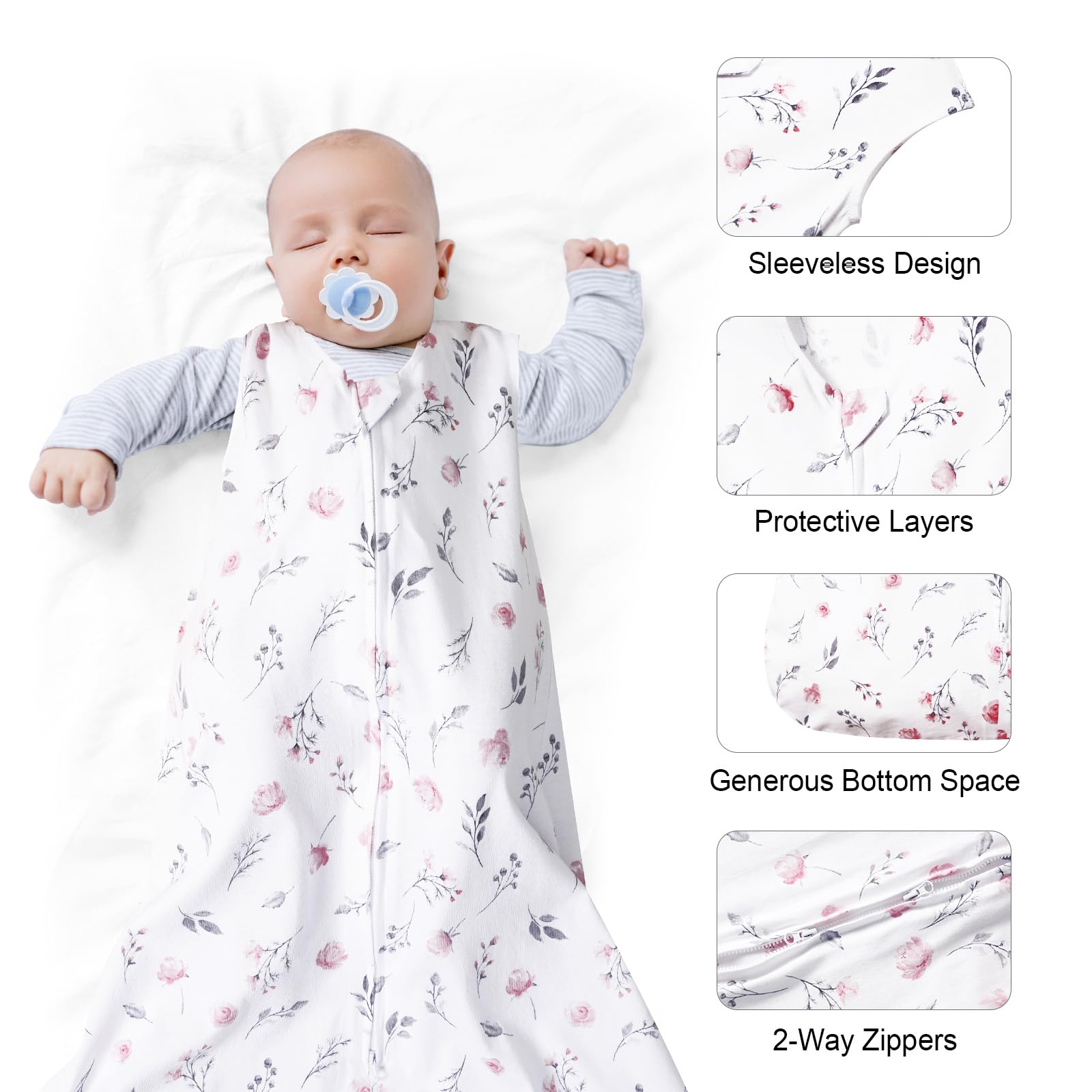 David's Kids sleep sack roomy leg space supports natural movement.