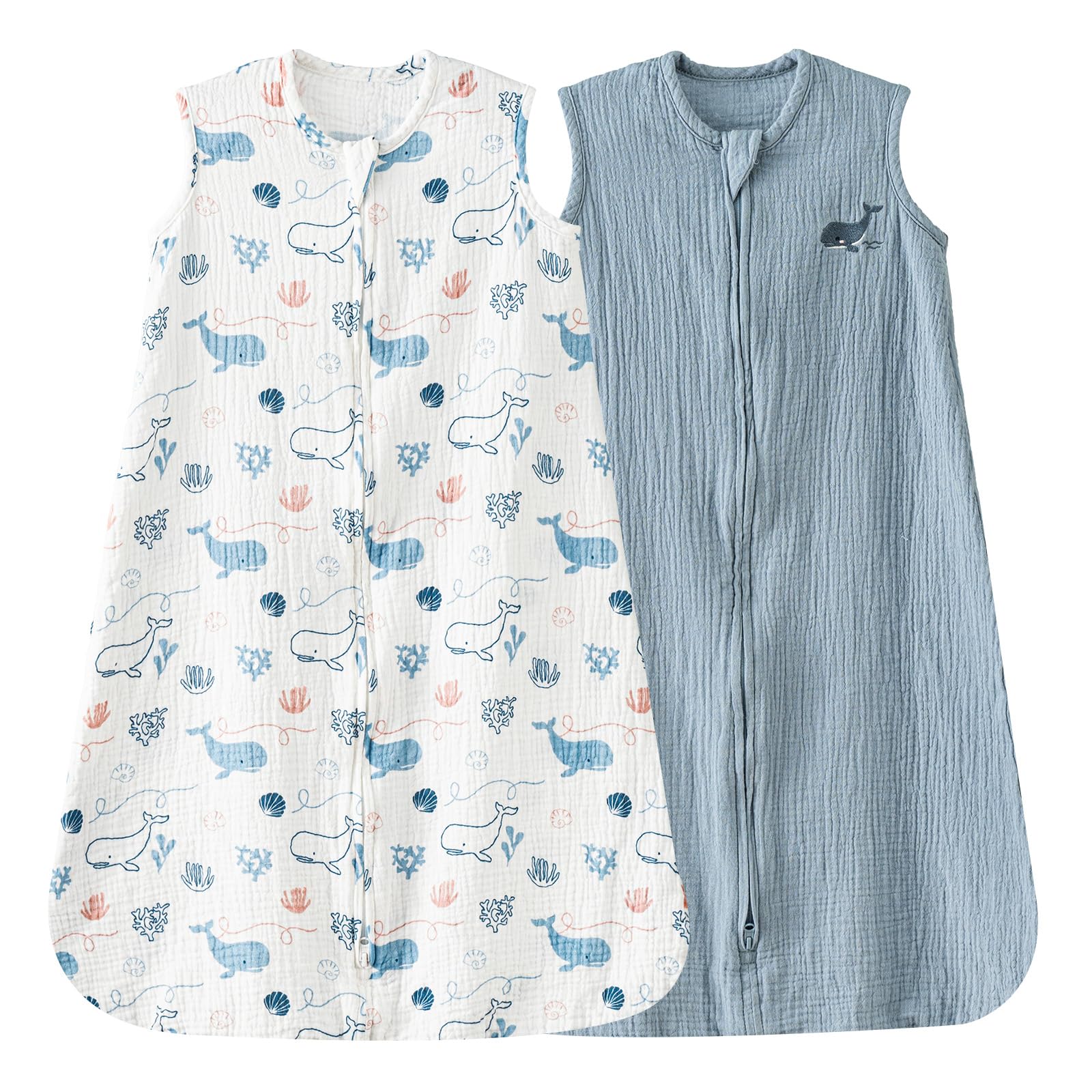 David's Kids sleep sack with whale print for breathable night comfort