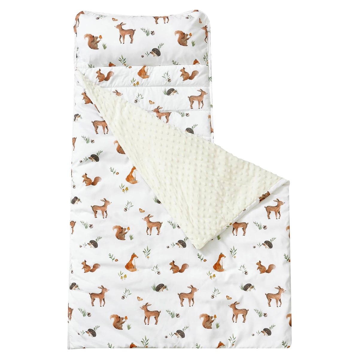 David's Kids Toddler Nap Mat rolled up for travel, compact and portable.