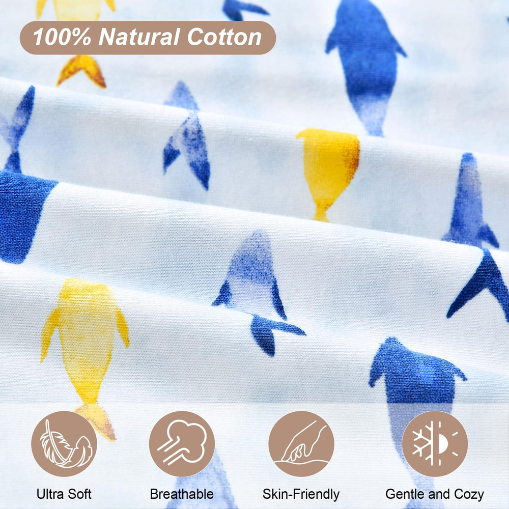David's Kids whale sleep sack 2-way zipper eases diaper changes while keeping baby protected.