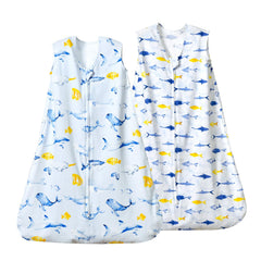 David's Kids whale sleep sack front view shows soft organic cotton for gentle baby wear.
