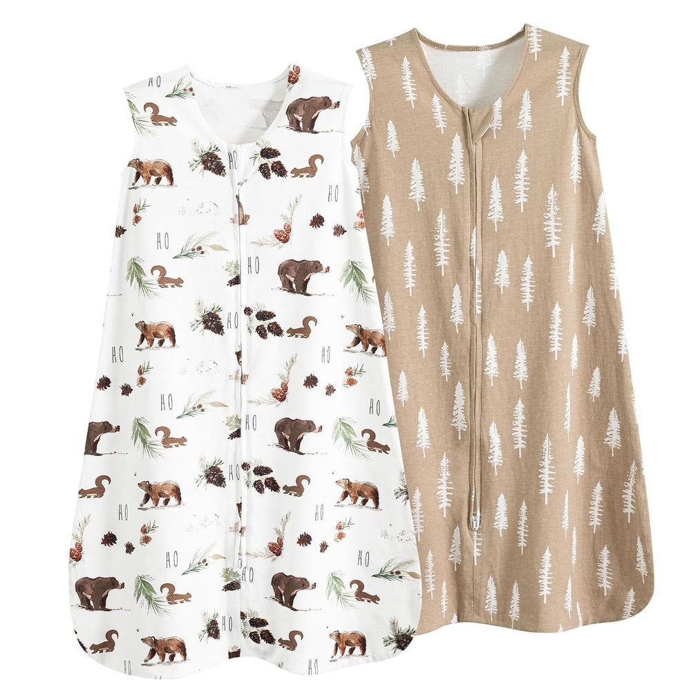 David's Kids woodland sleep sack front view shows soft organic cotton for gentle sleep.