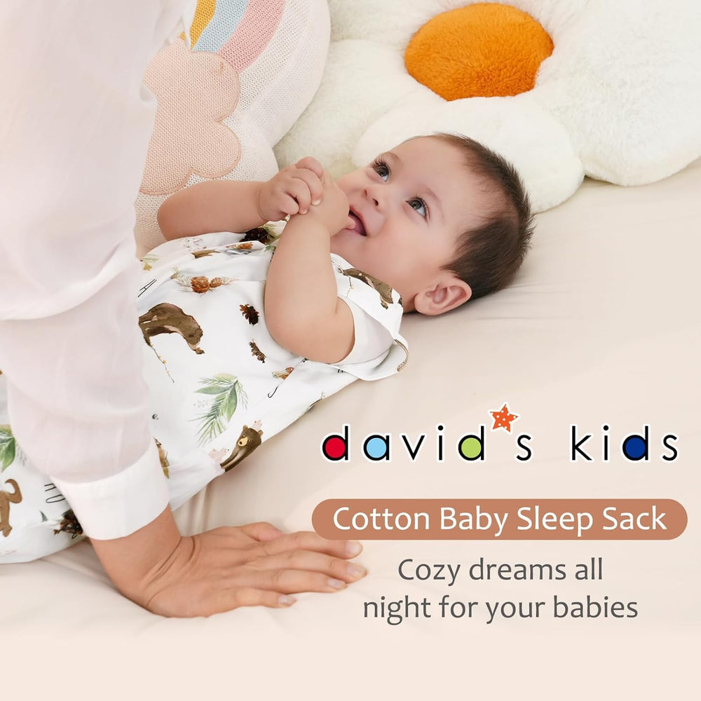 David's Kids woodland sleep sack displays OEKO-TEX label signaling safety and quality.