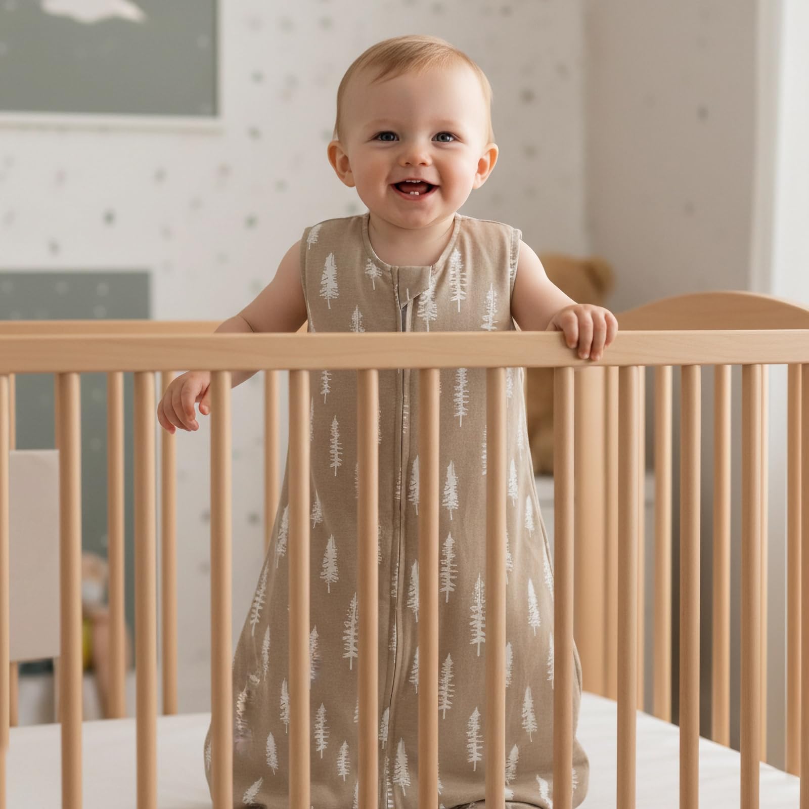 David's Kids Woodland Sleep Sack side view; extra leg room supports natural movement.