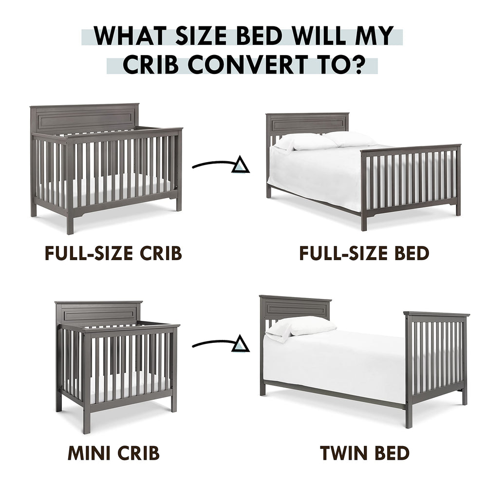 DaVinci hidden hardware rails help convert mini cribs to a twin bed safely.