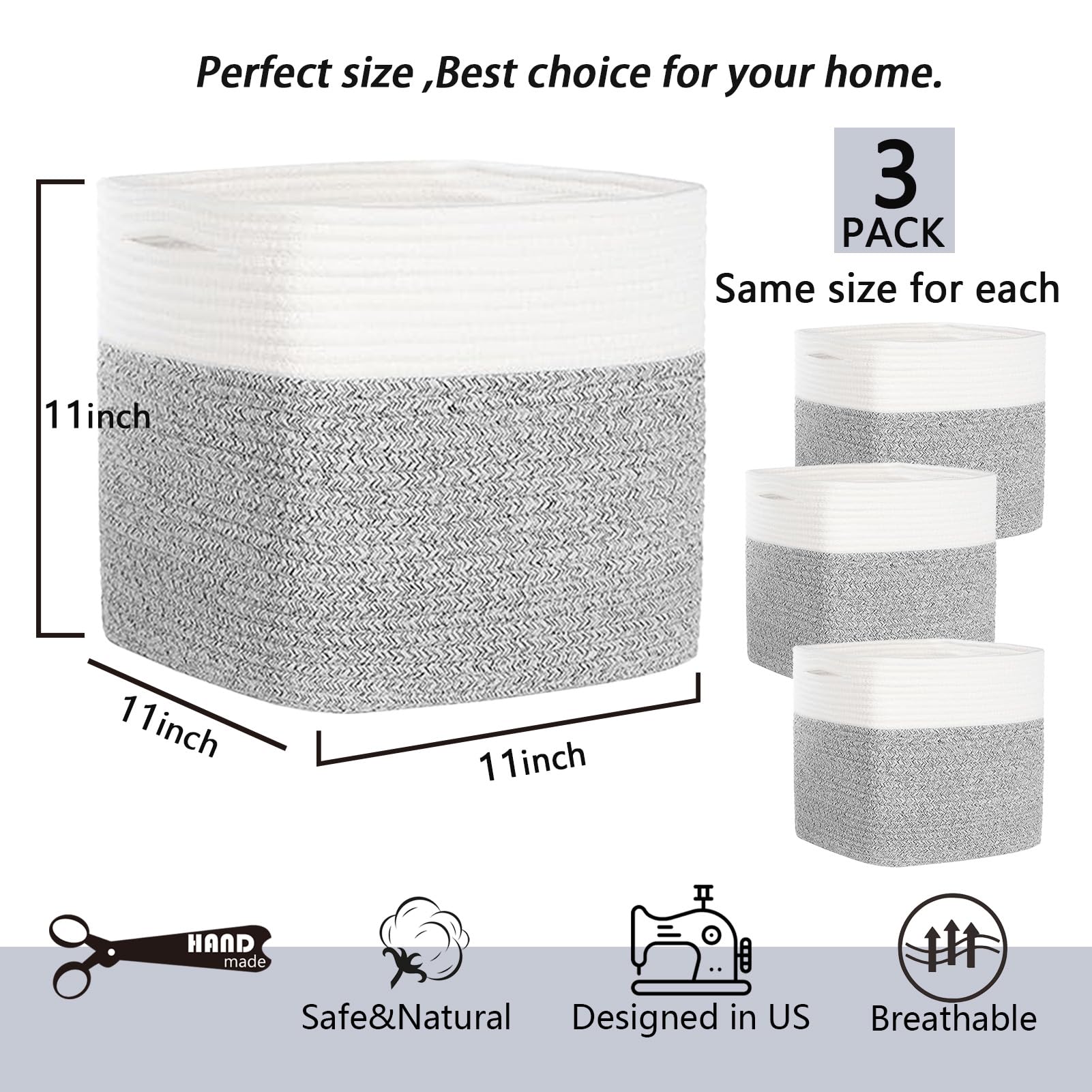 DAVIHOMI cube storage bin 11-inch grey folded packaging, ships flat and reshapes easily.