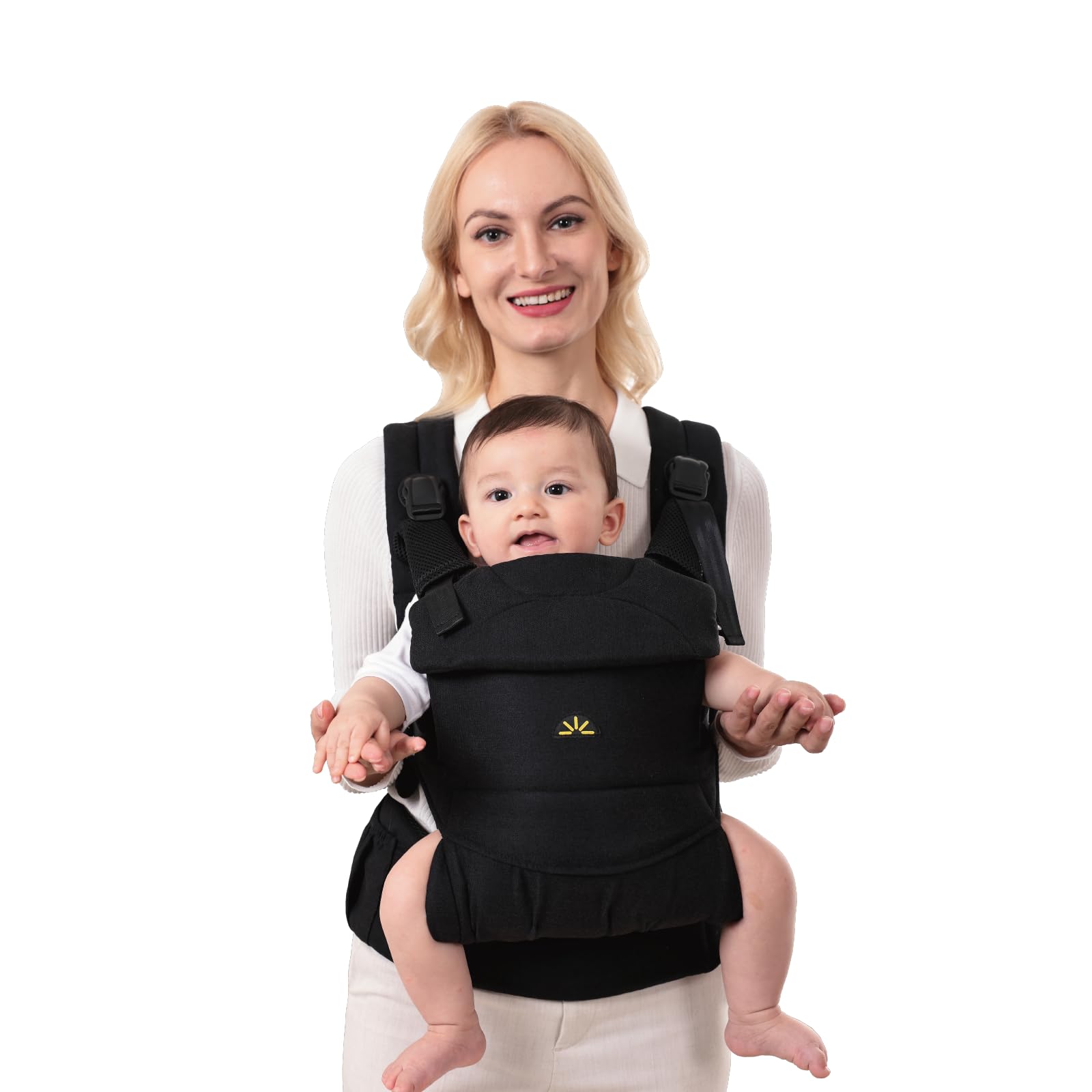 Dawnbud Weightless C01 carrier in black provides plush comfort for newborns and toddlers.