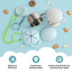 Daximo 2-pack toddler snack cups in light grey with suction base