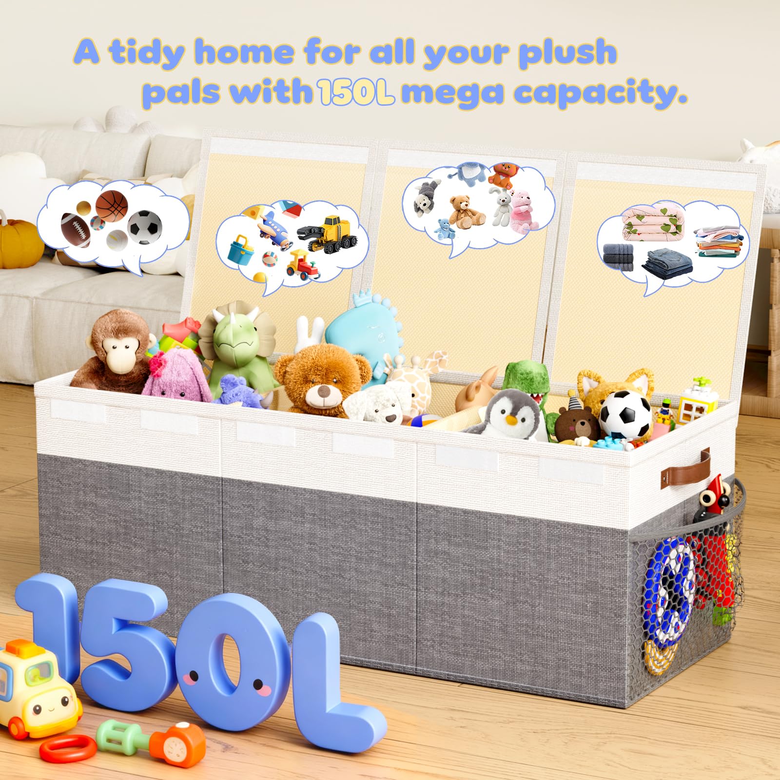 Dayacoco collapsible toy box shown flat for easy storage