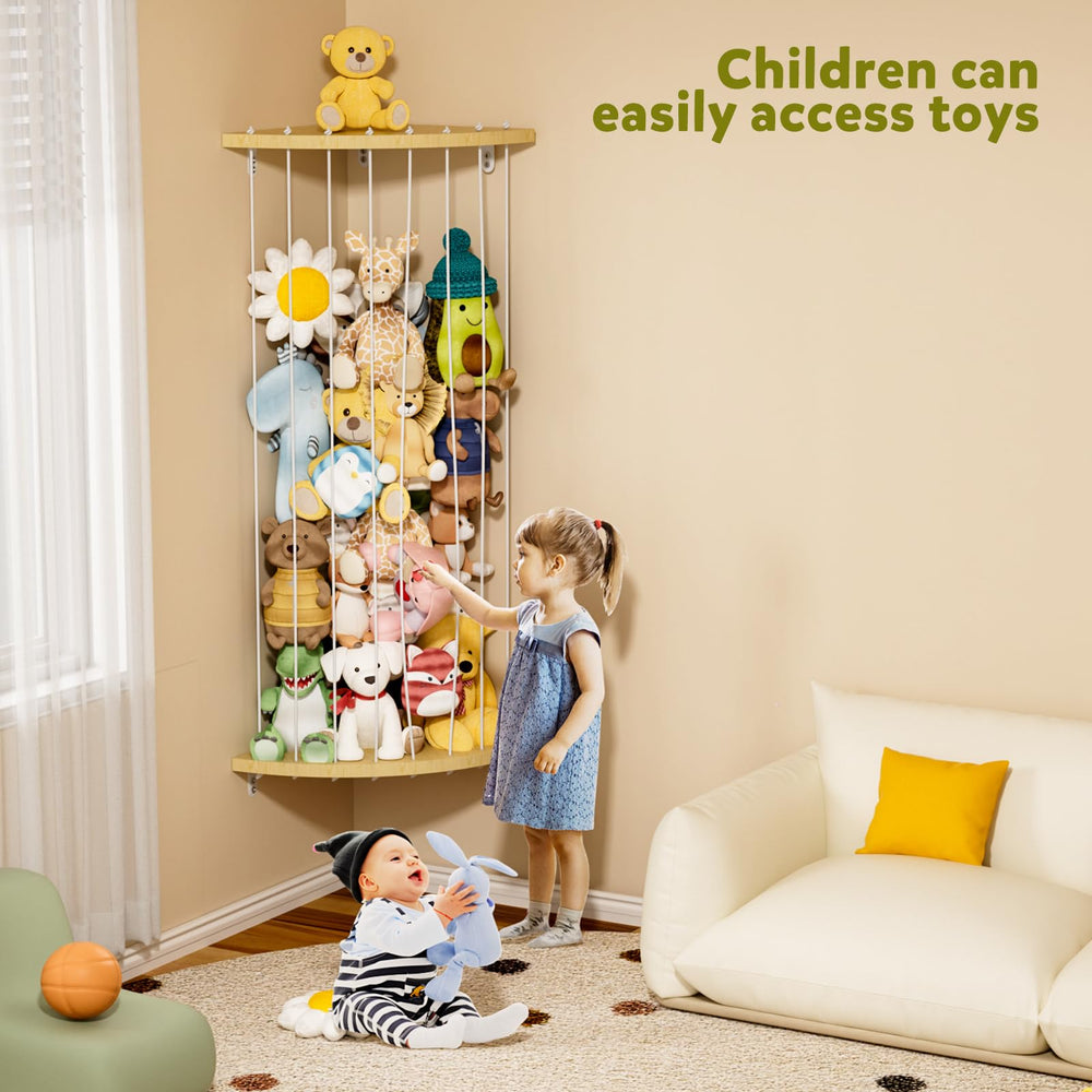 Dayacoco white nursery shelf helps organize toys while maintaining a calm, airy space.