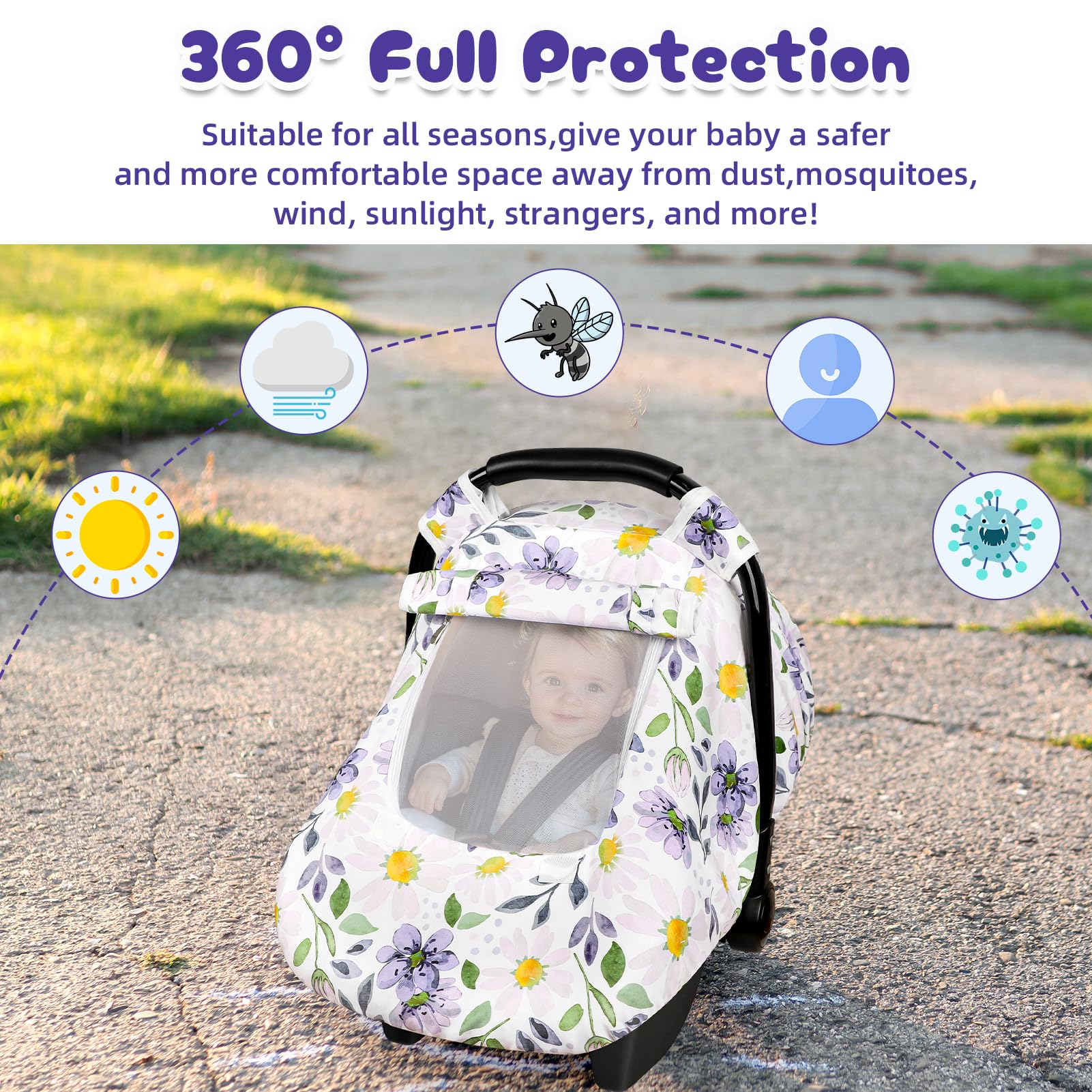 DAYEEBALL easy-install car seat cover with elastic band and snaps