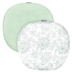DAYEEBALL baby lounger cover in green flower front view, breathable fabric for baby's comfort.