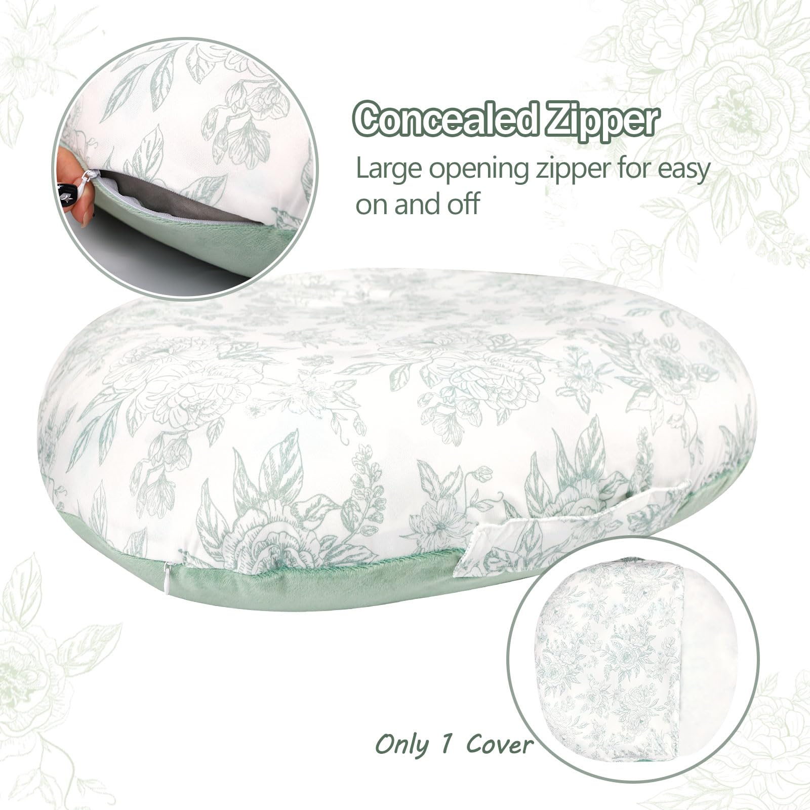 DAYEEBALL neutral green flower pattern makes a versatile newborn gift.