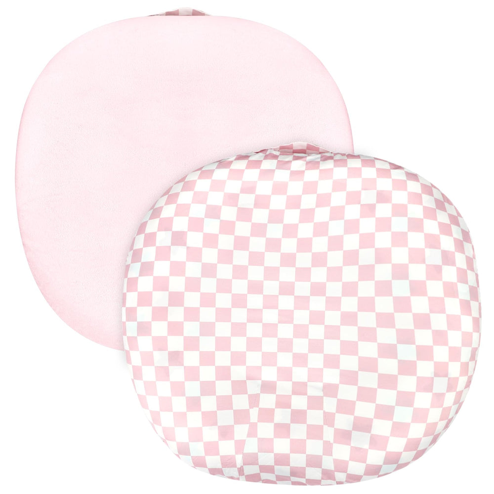 DAYEEBALL baby lounger cover in pink checkerboard, stylish and easy to clean.