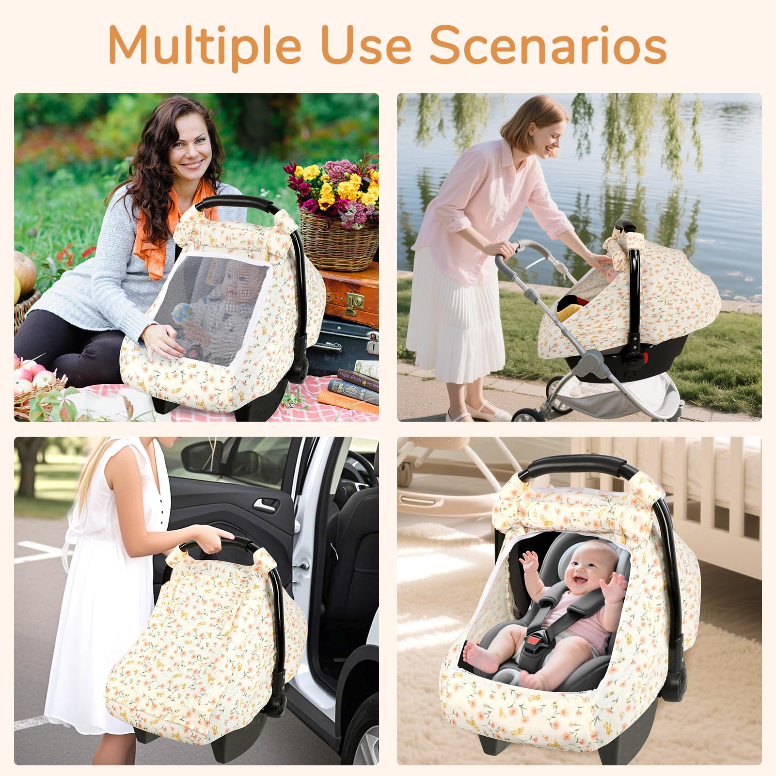 DAYEEBALL breathable muslin fabric keeps baby cool during walks.